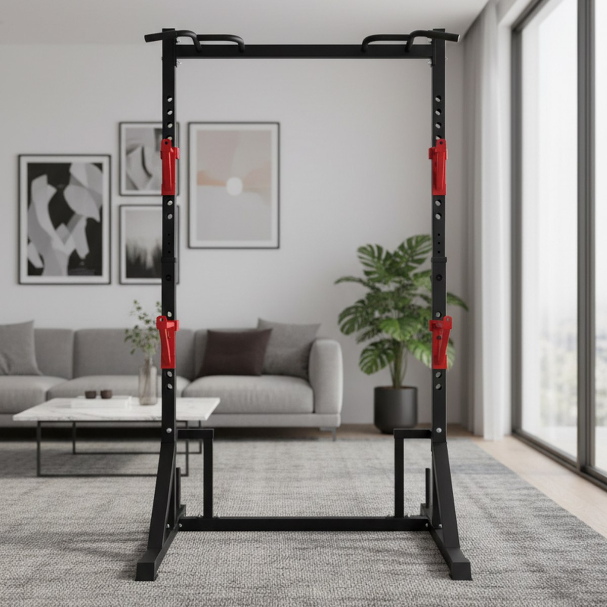 Fitness Home Gym Equipment - Rack de fuerza ajustable con barra