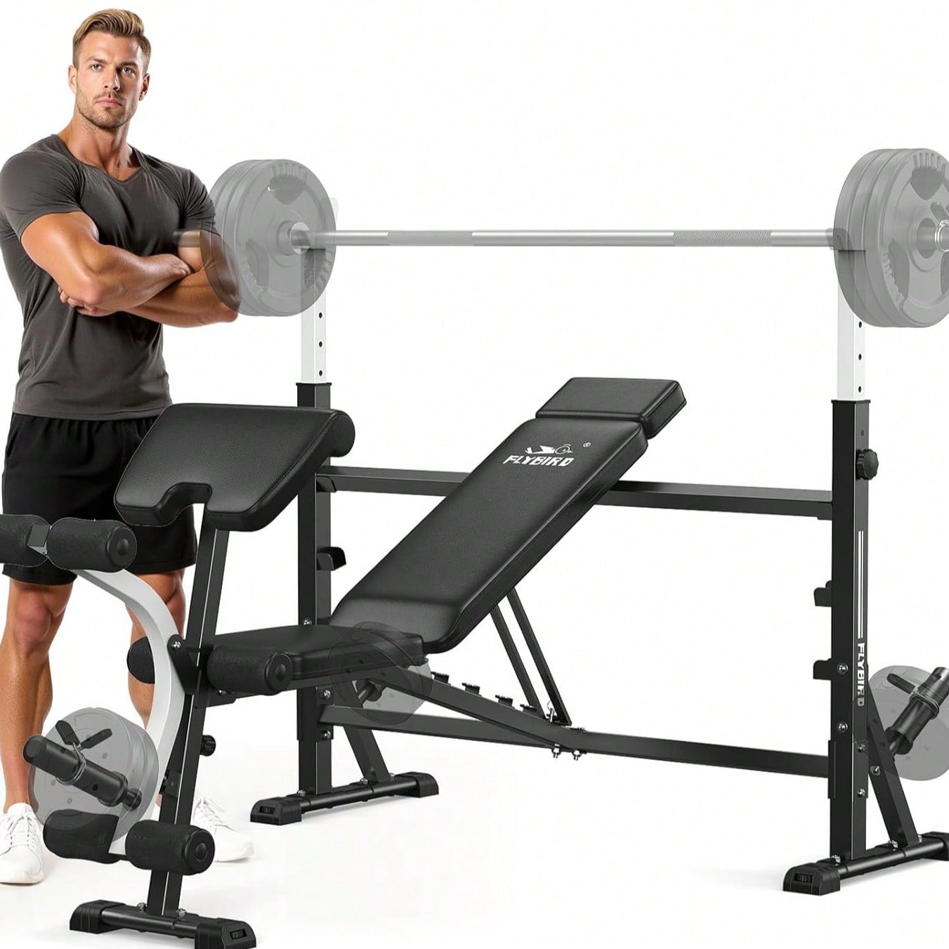 Home Gym Leg Press - Banco de Pesas Ajustable FLYBIRD, con