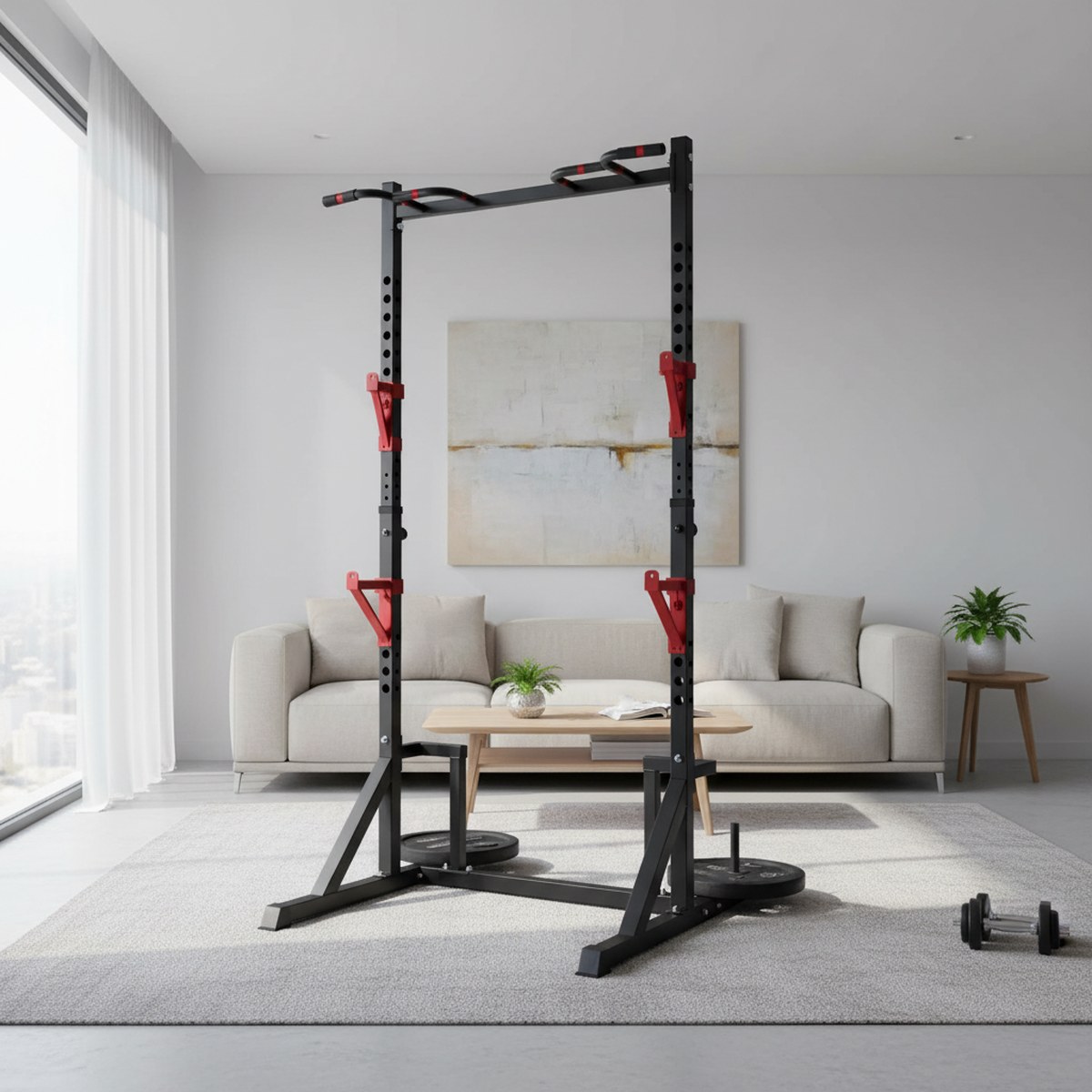 Rack de fuerza ajustable con b - Fitness Home Gym Equipment reseña y precio