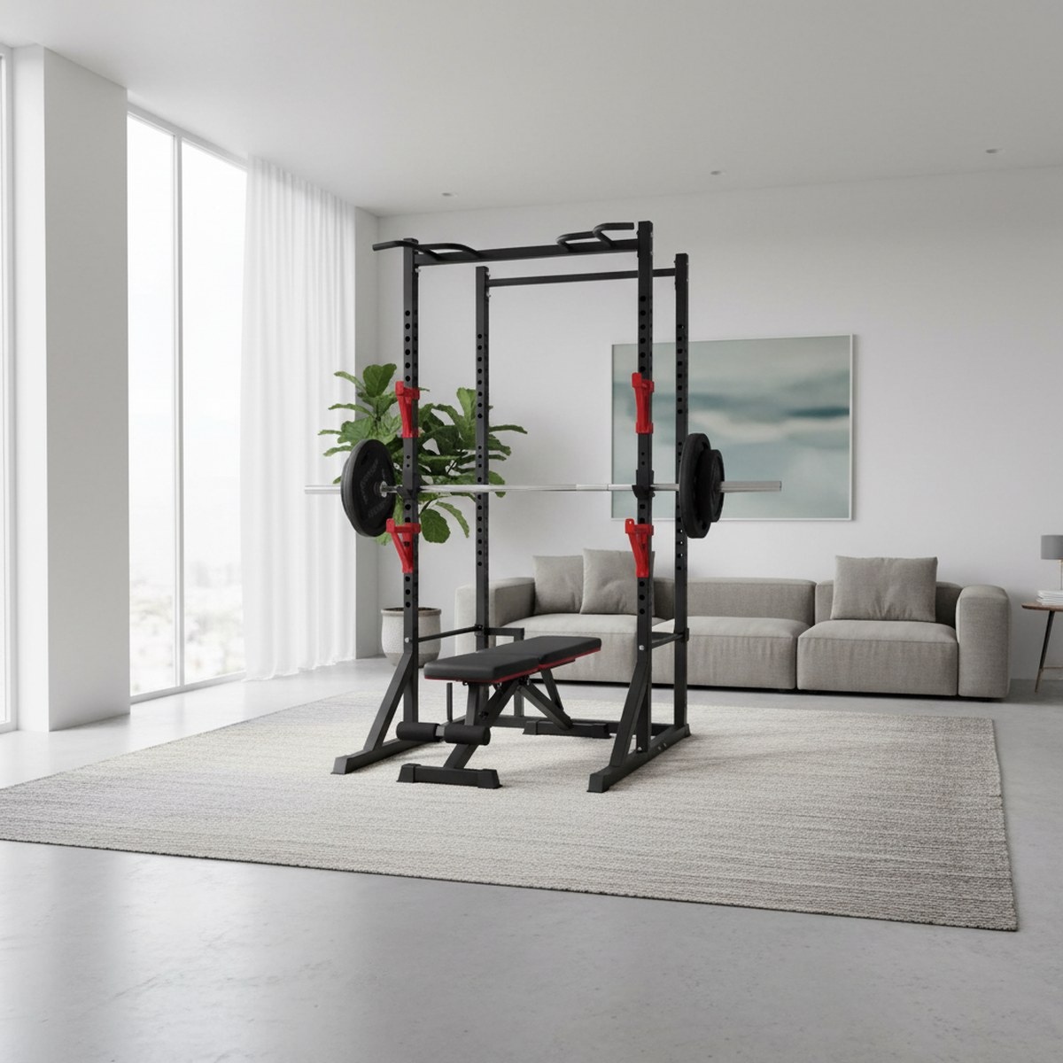 Rack de fuerza ajustable con b - Fitness Home Gym Equipment reseña y precio