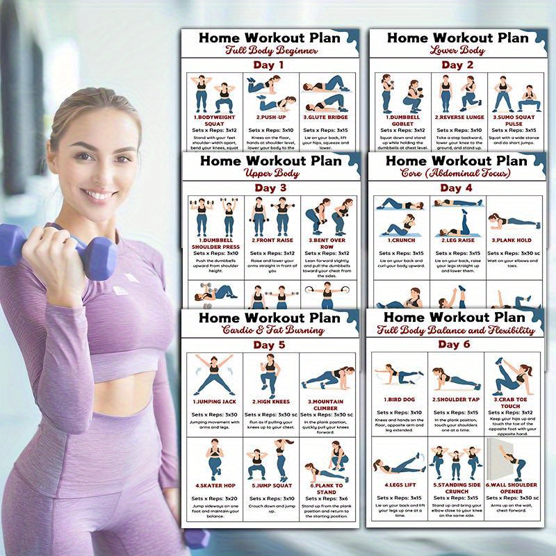 6 piezas de carteles de pared  - Workout Plan Home Gym reseña y precio