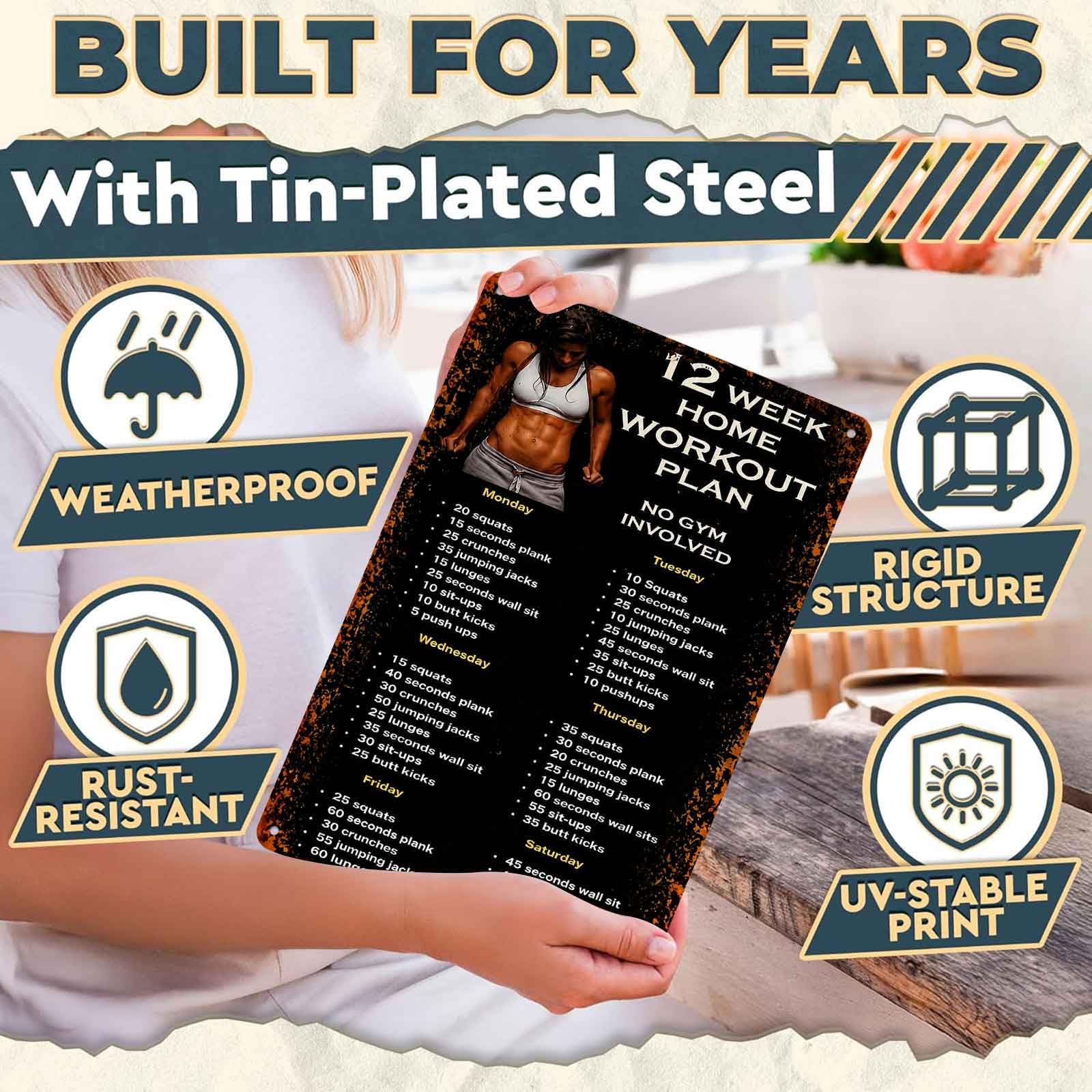 Letrero de aluminio para plan  - Workout Plan Home Gym reseña y precio